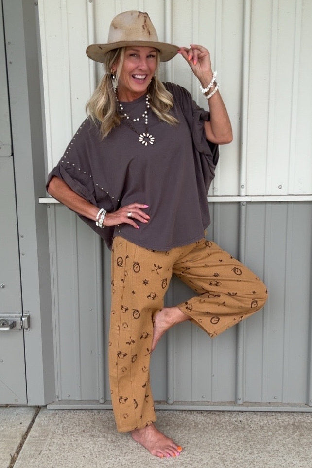 Western Relaxed Camel Pants