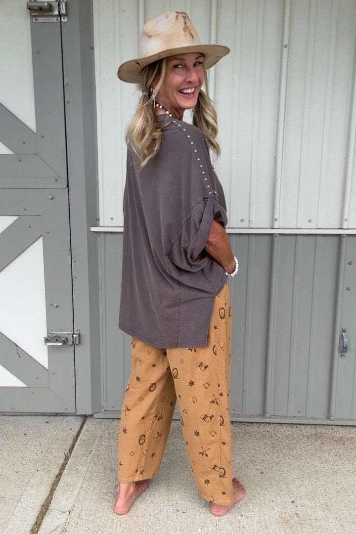 Western Relaxed Camel Pants