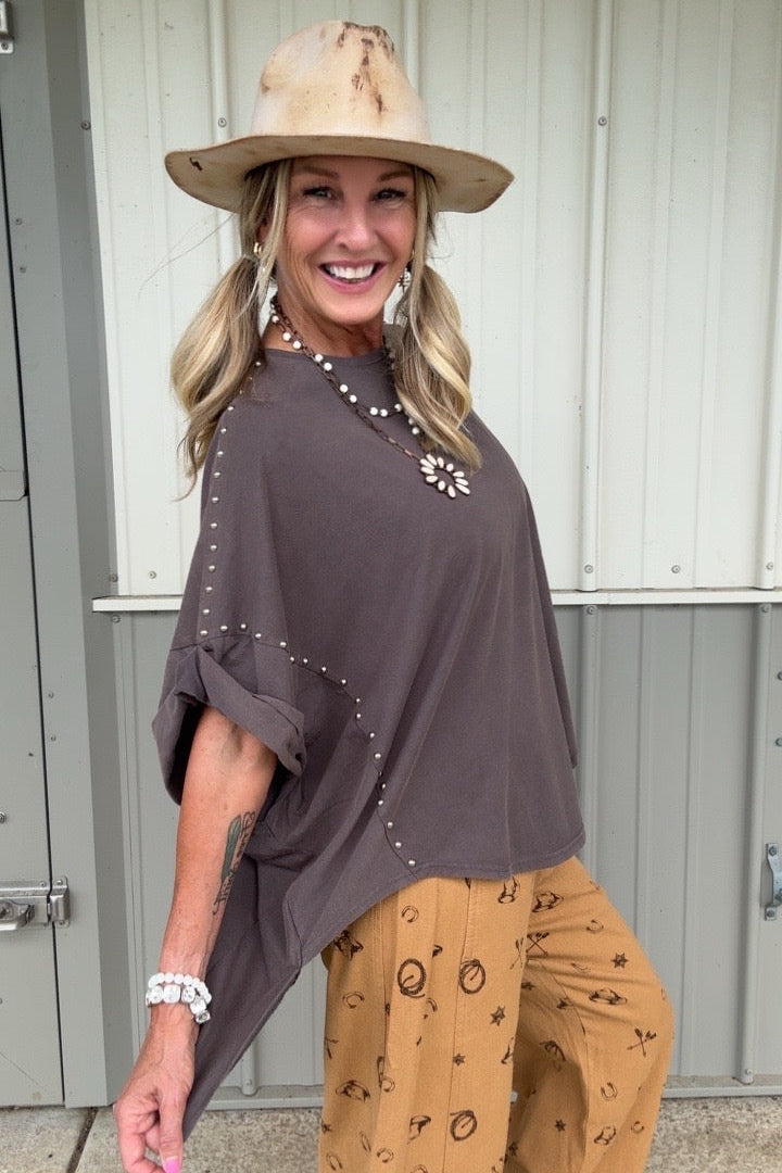 Casual Jazzy Charcoal Top