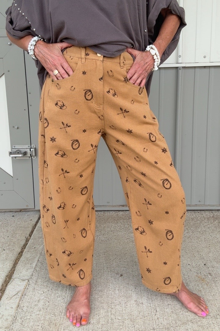 Western Relaxed Camel Pants