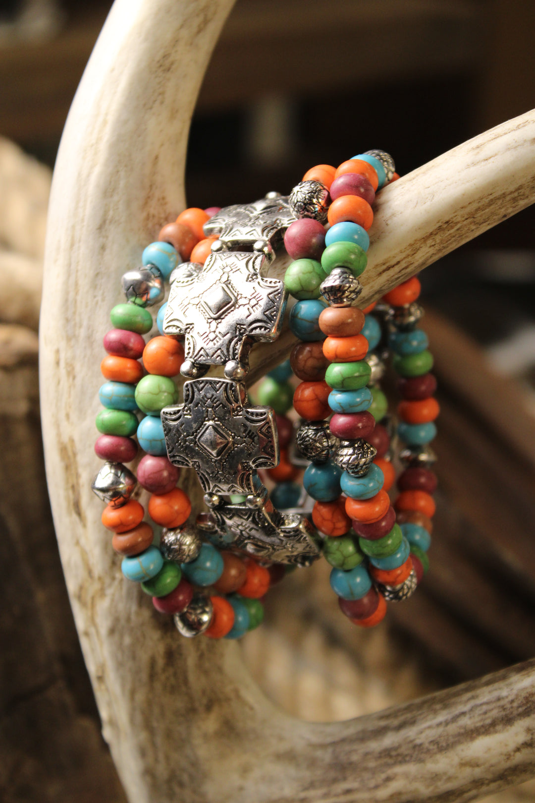 Vibrant Mosaic Cross Bracelet