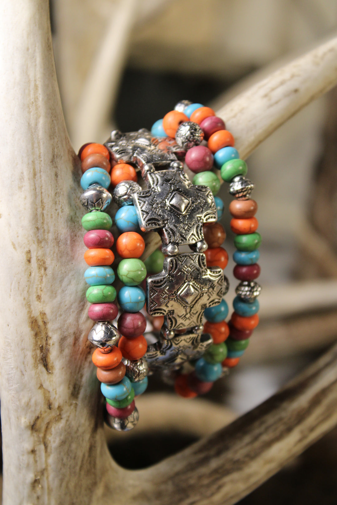 Vibrant Mosaic Cross Bracelet