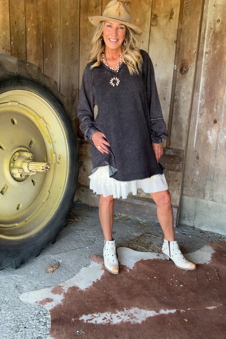 Onyx Dusk Mineral Wash Tunic Dress