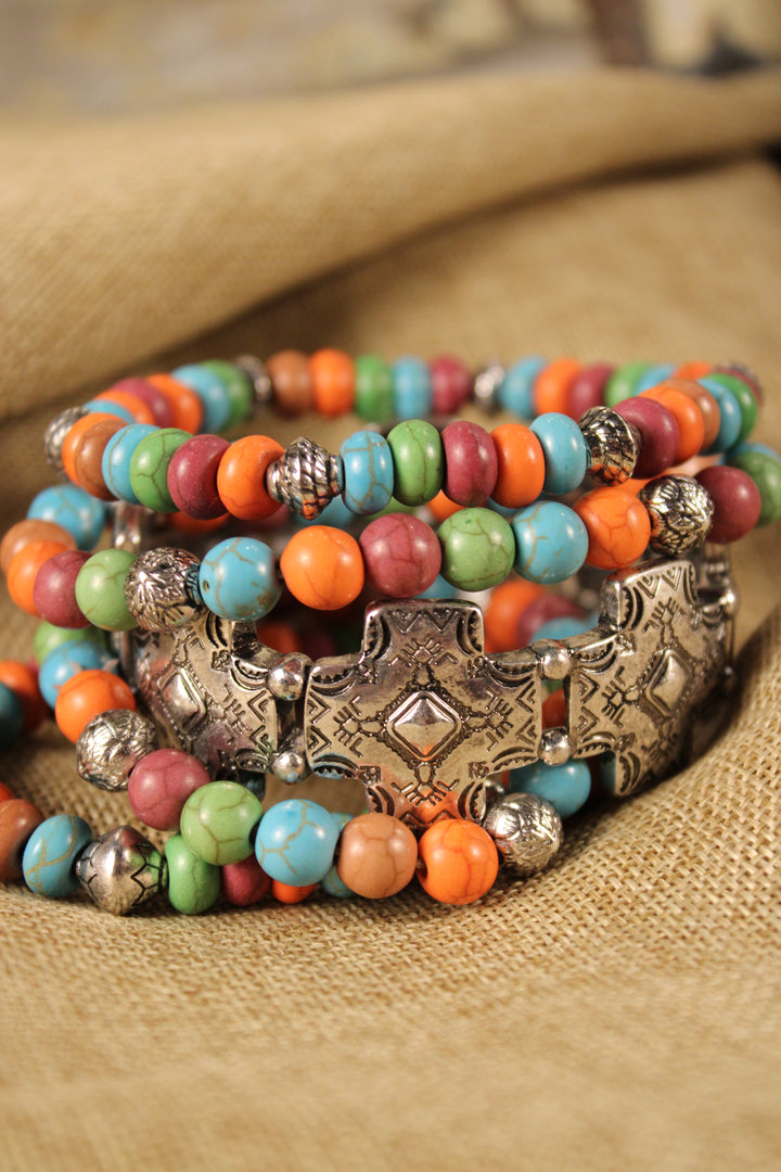 Vibrant Mosaic Cross Bracelet