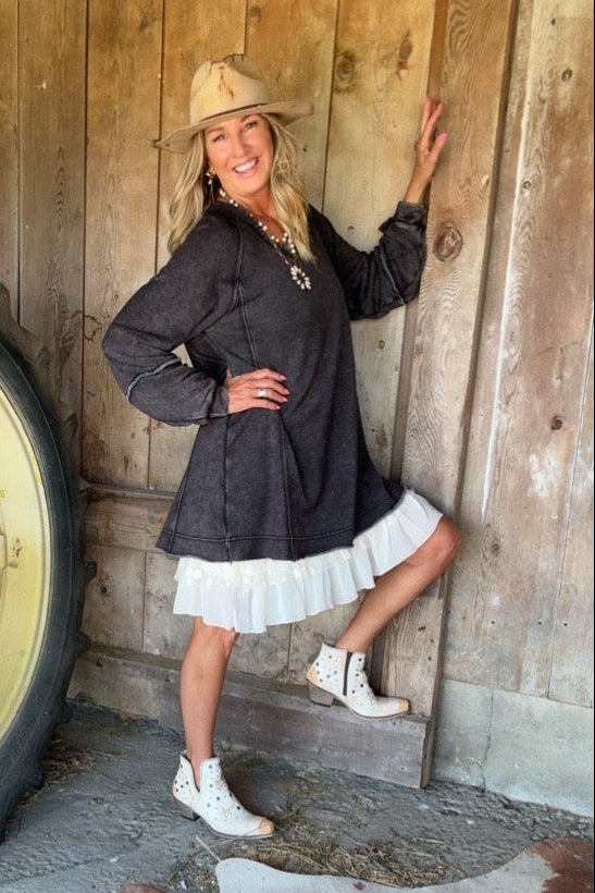 Onyx Dusk Mineral Wash Tunic Dress