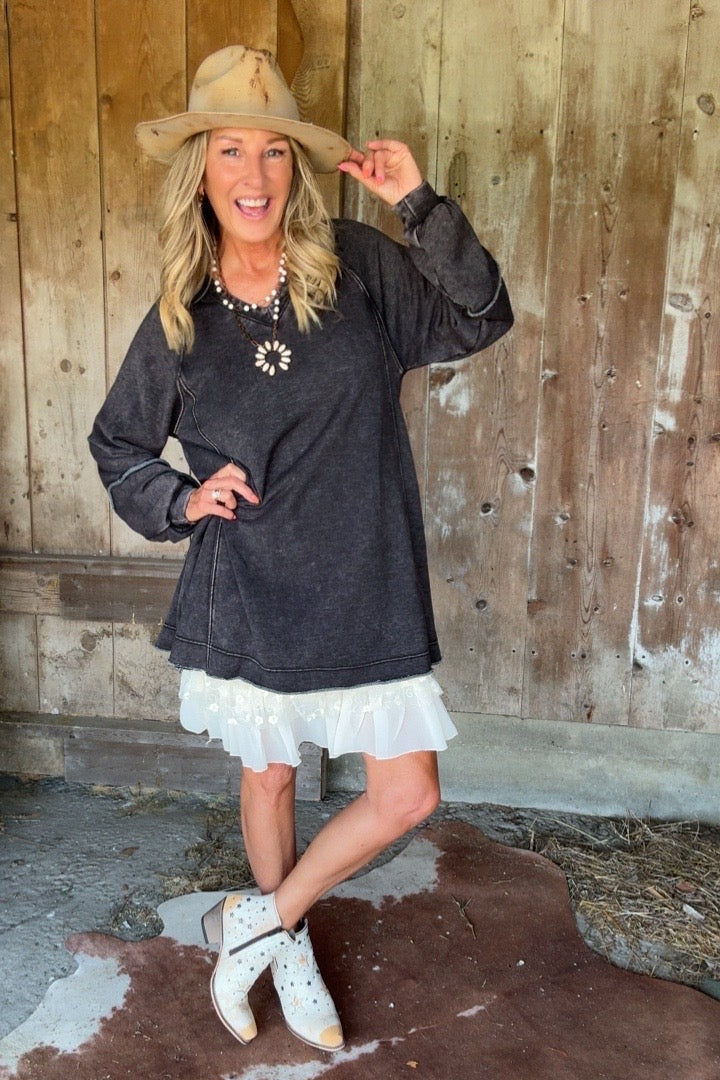 Onyx Dusk Mineral Wash Tunic Dress