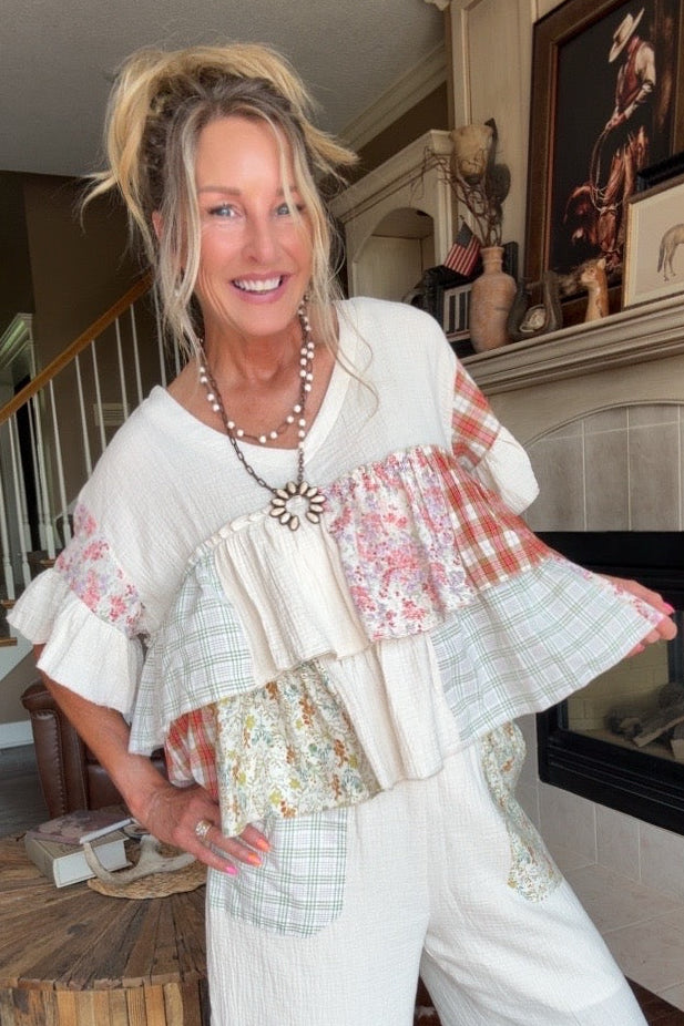 Wildflower Cotton Patchwork Top