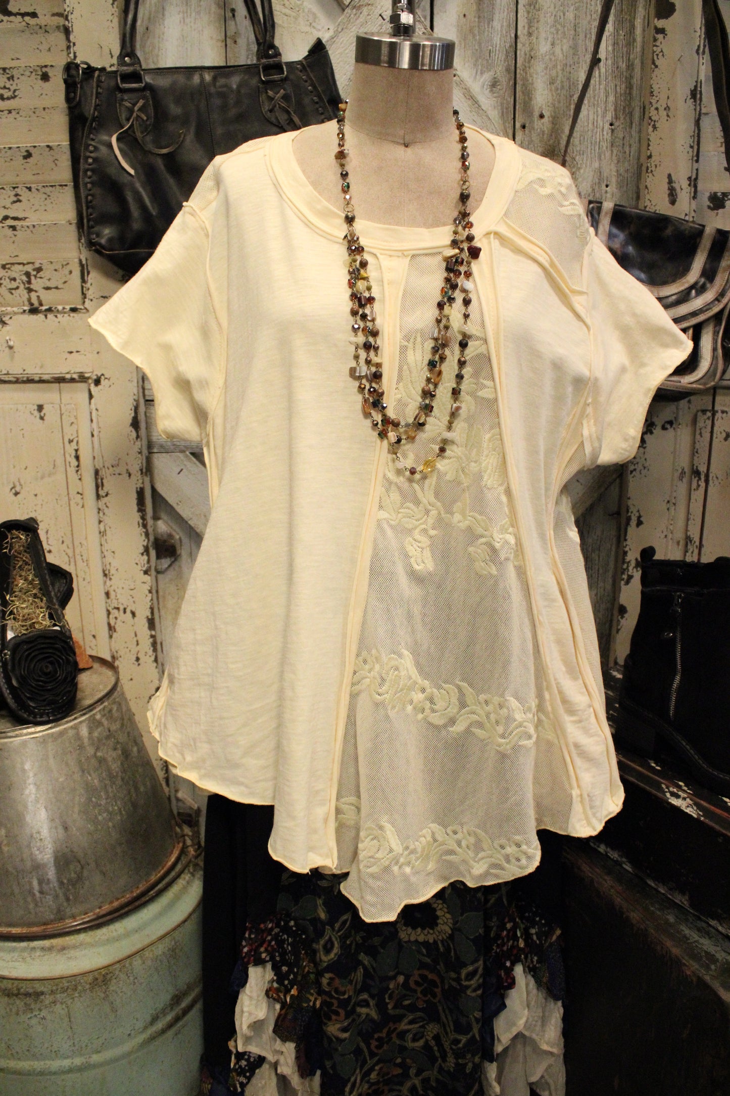 Cream Cascade Lace Top