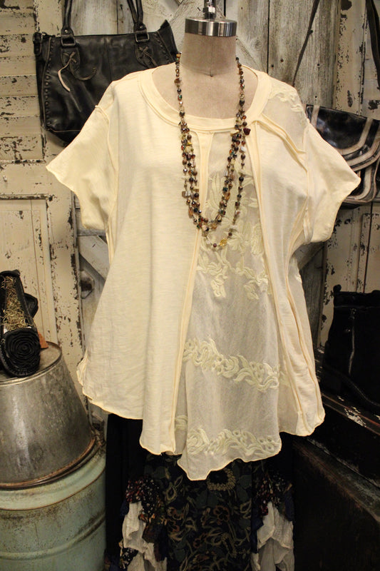 Cream Cascade Lace Top