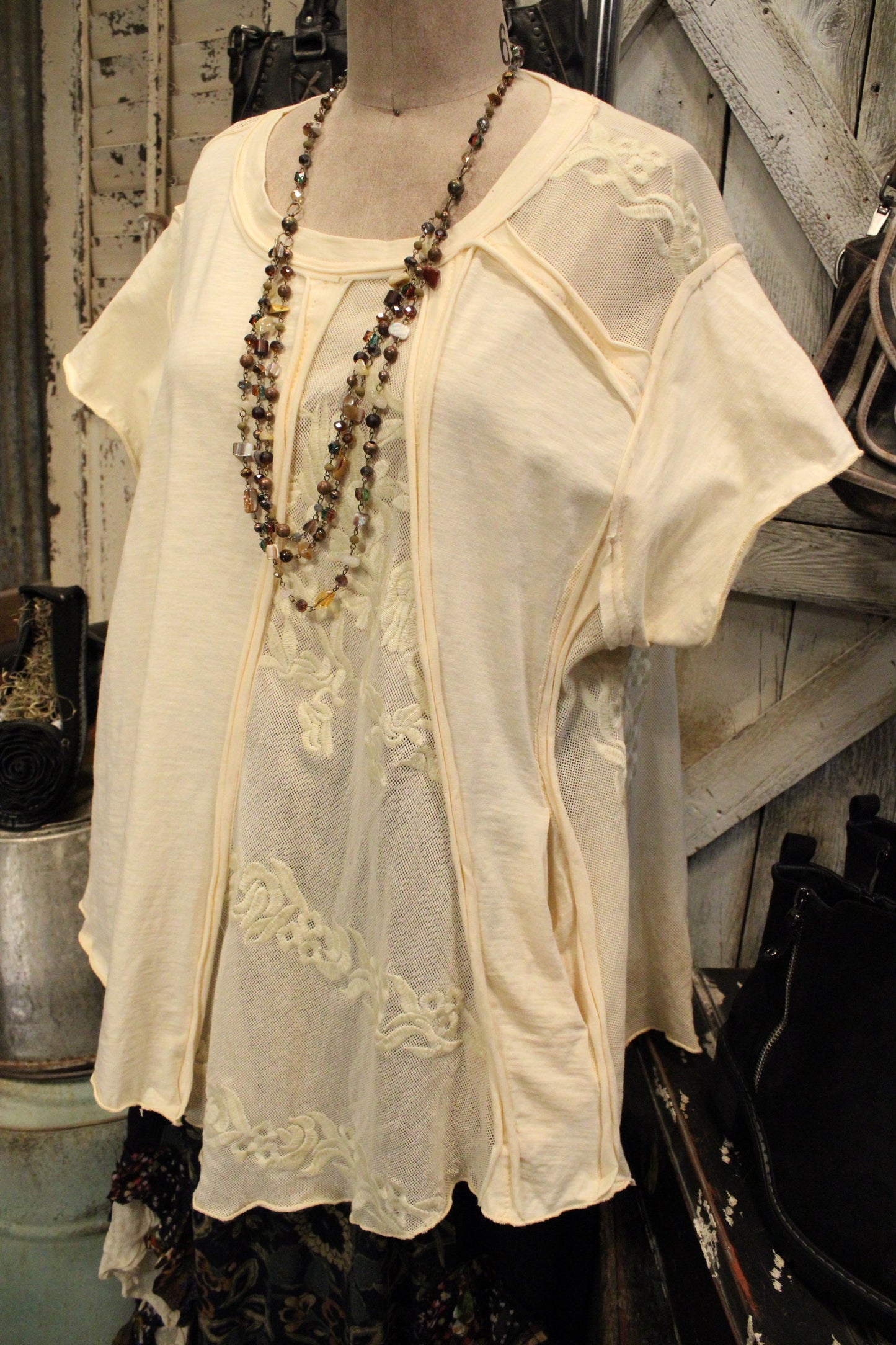 Cream Cascade Lace Top