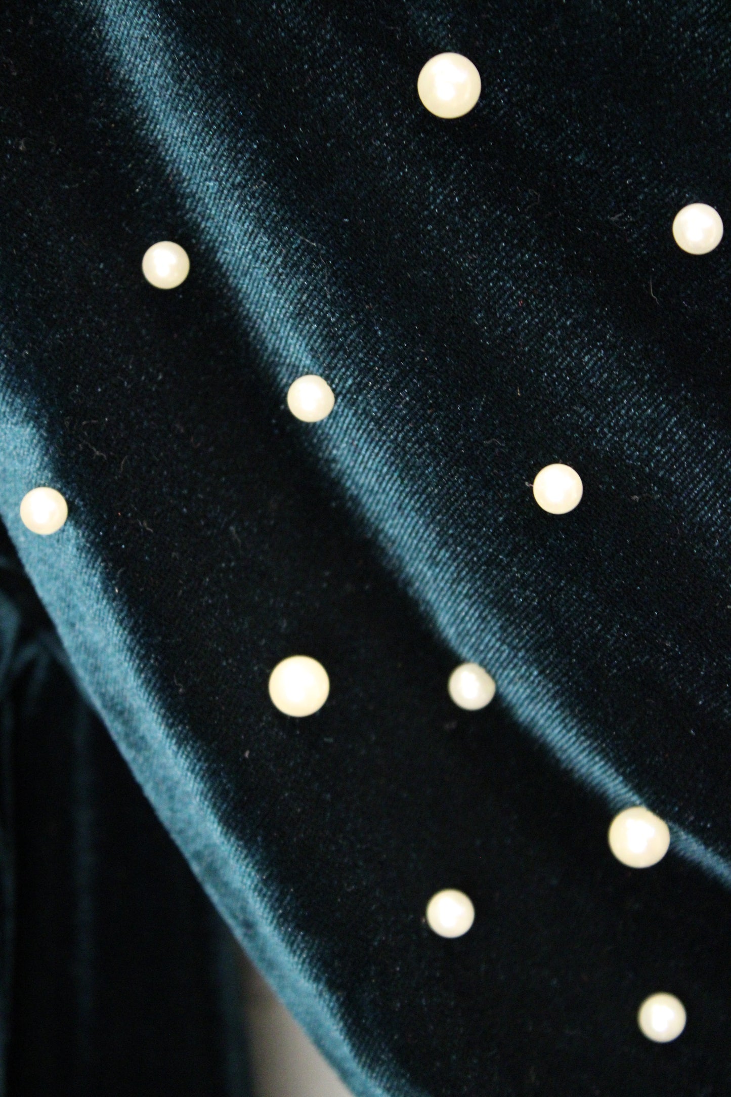 Enchanted Green And Pearls Velvet Tunic