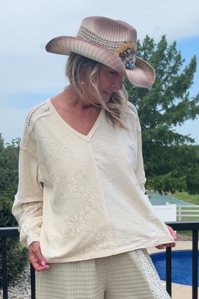 Champagne And Chantilly Lace Cream Top