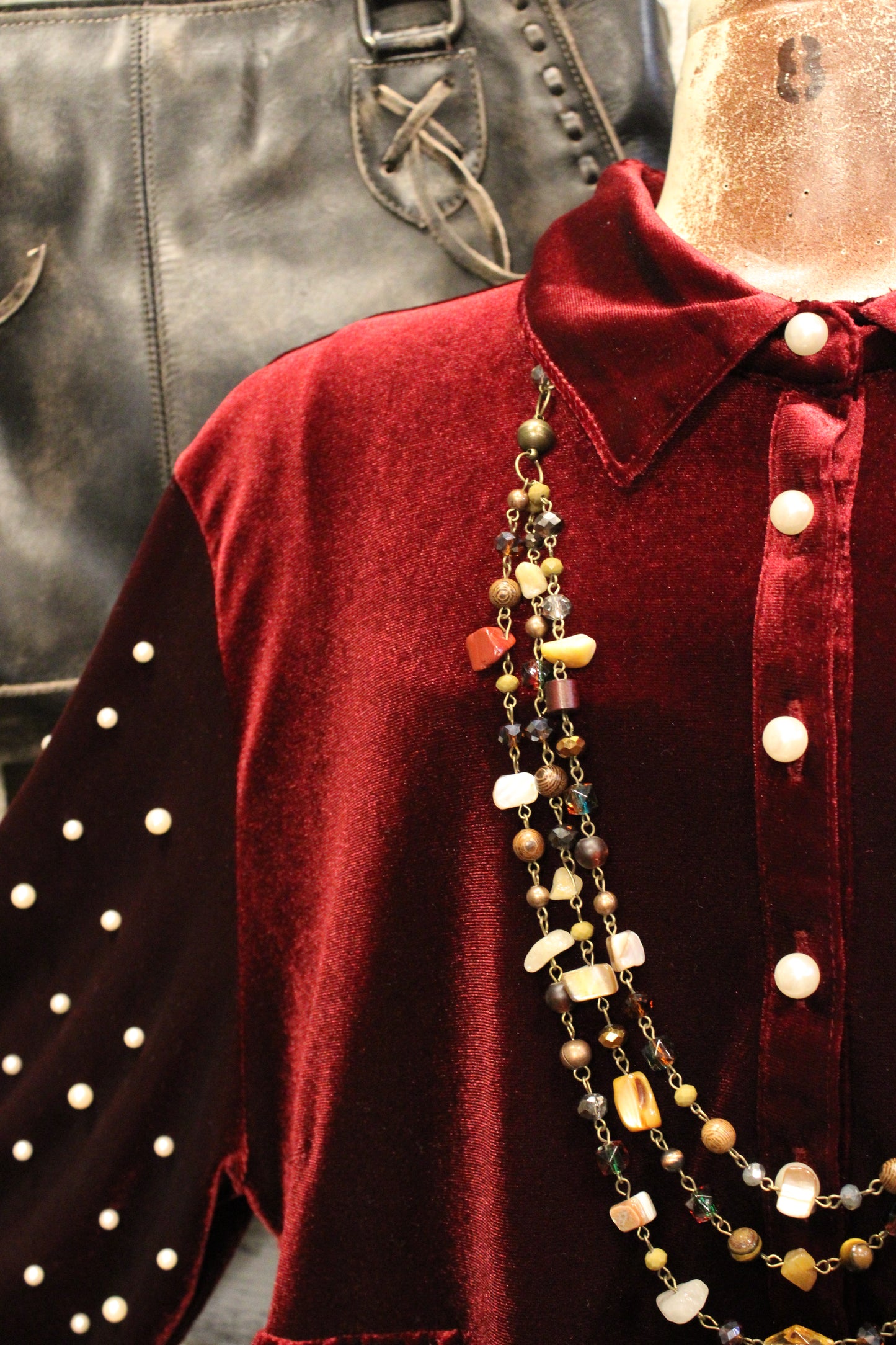 Merlot And Pearls Velvet Tunic