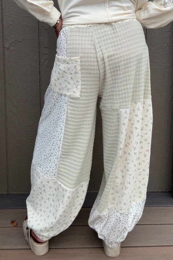 Sage Blossom Patchwork Pants