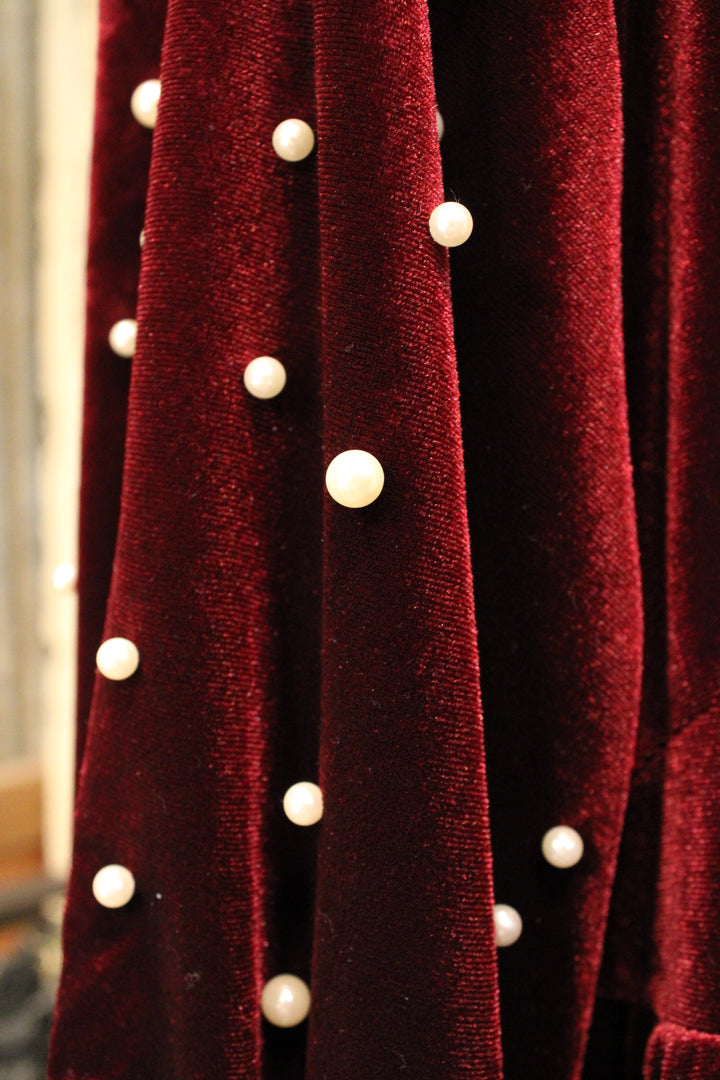 Merlot And Pearls Velvet Tunic