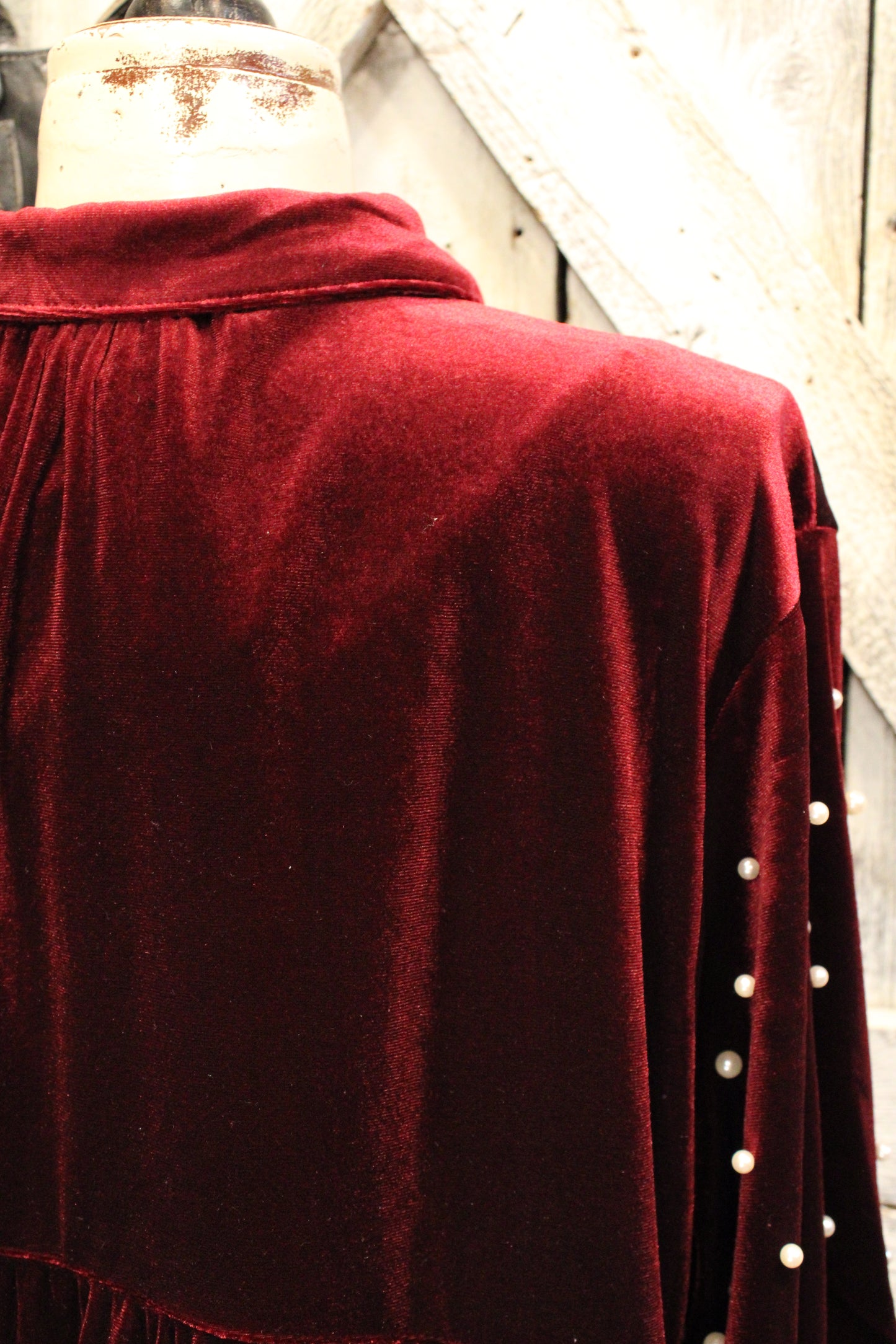 Merlot And Pearls Velvet Tunic