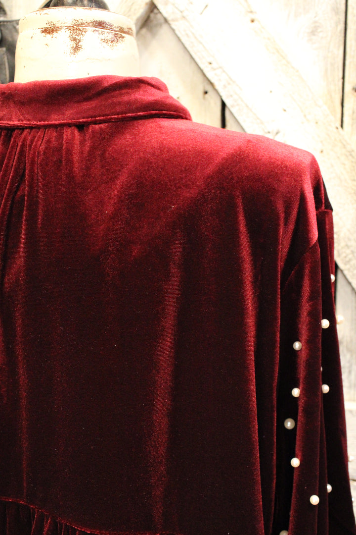 Merlot And Pearls Velvet Tunic