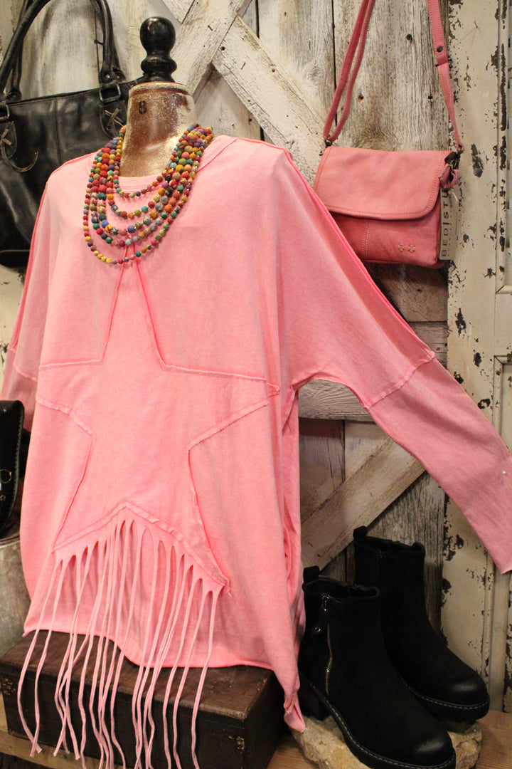 Pink Stardust Fringe Top