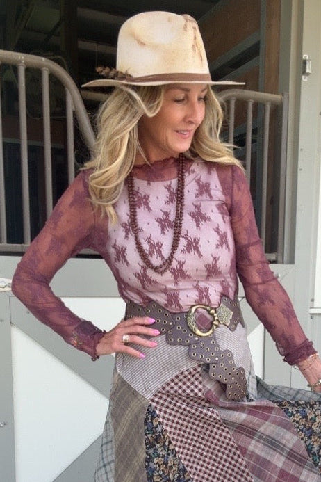 Whispering Lace Blouse In Burgundy