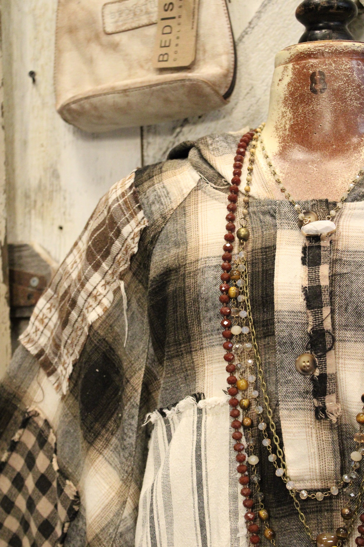 Plaid And Patches Hoodie Top