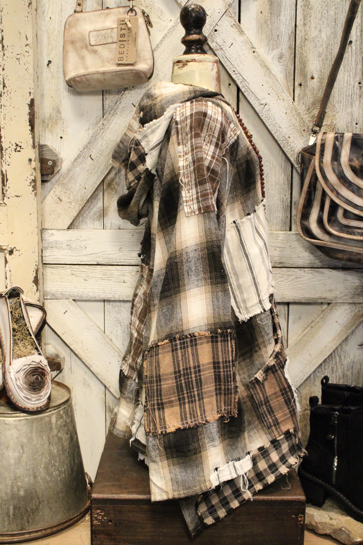 Plaid And Patches Hoodie Top