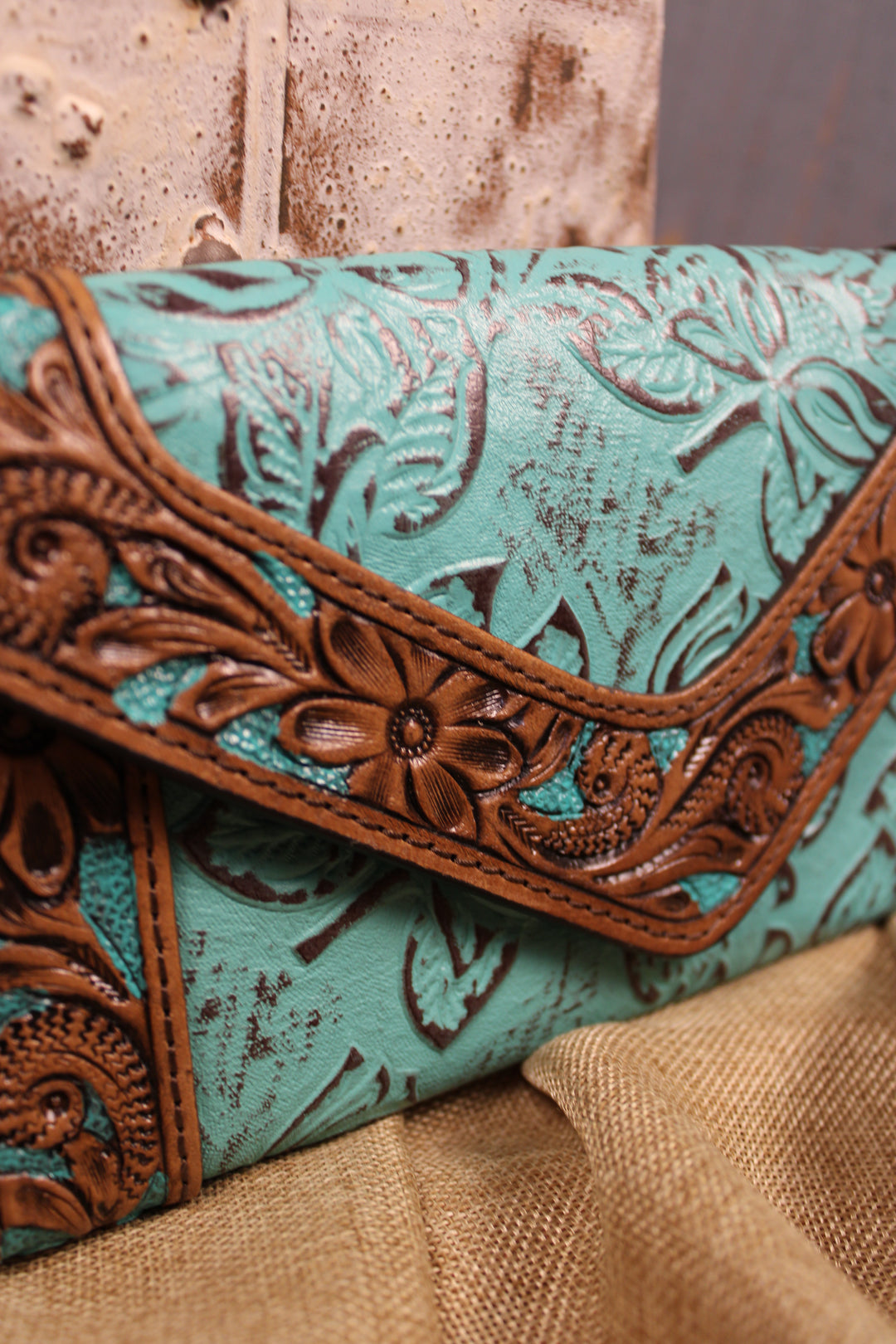 Teal Appeal Leather Wallet Clutch