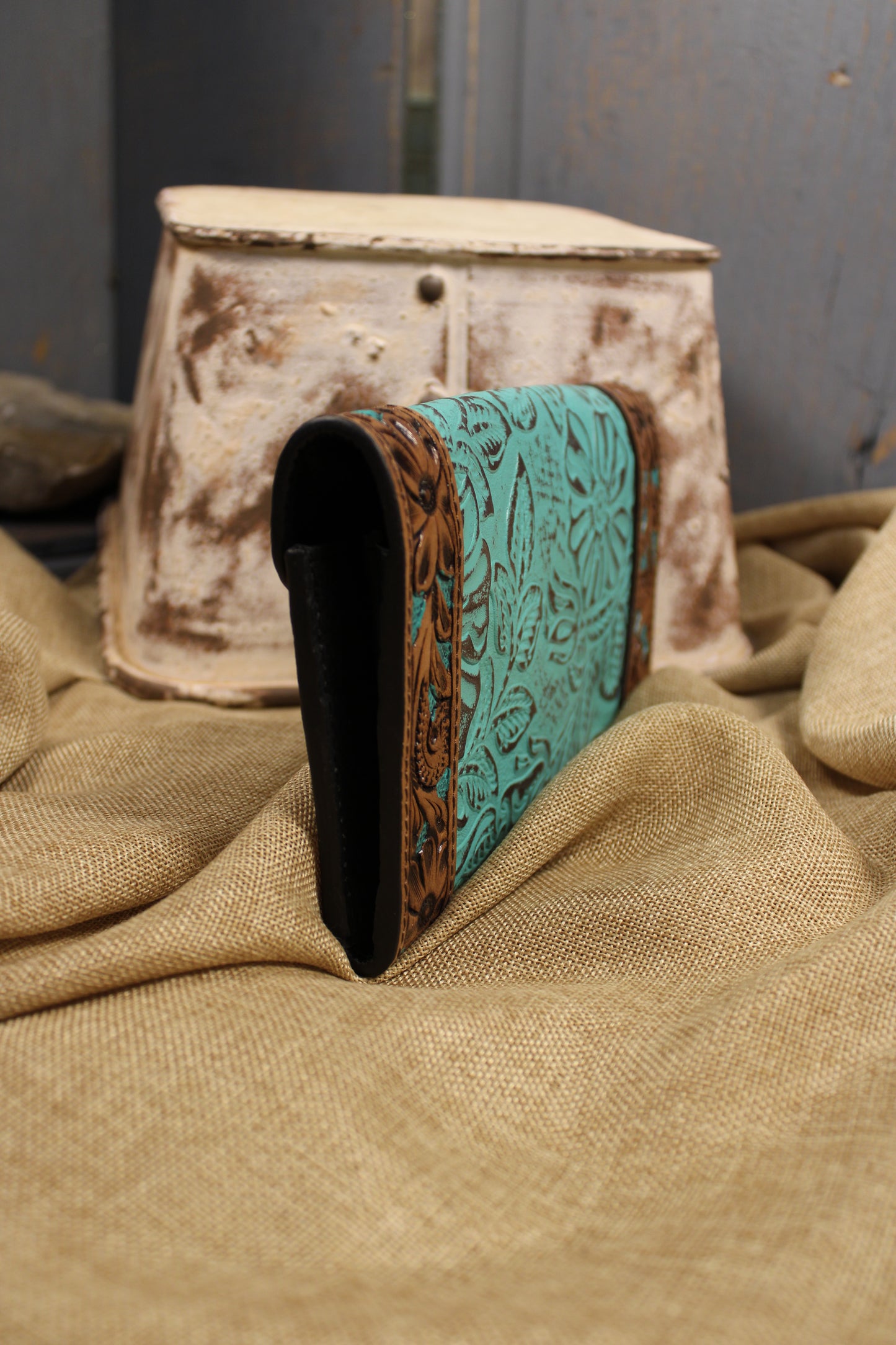 Teal Appeal Leather Wallet Clutch
