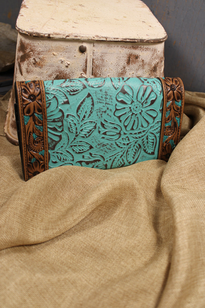 Teal Appeal Leather Wallet Clutch