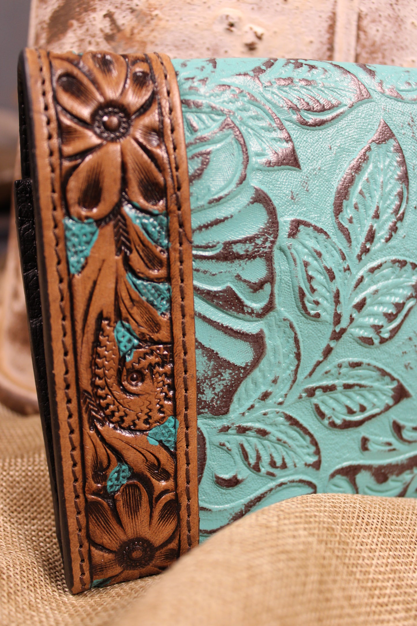 Teal Appeal Leather Wallet Clutch