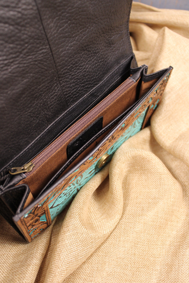 Teal Appeal Leather Wallet Clutch