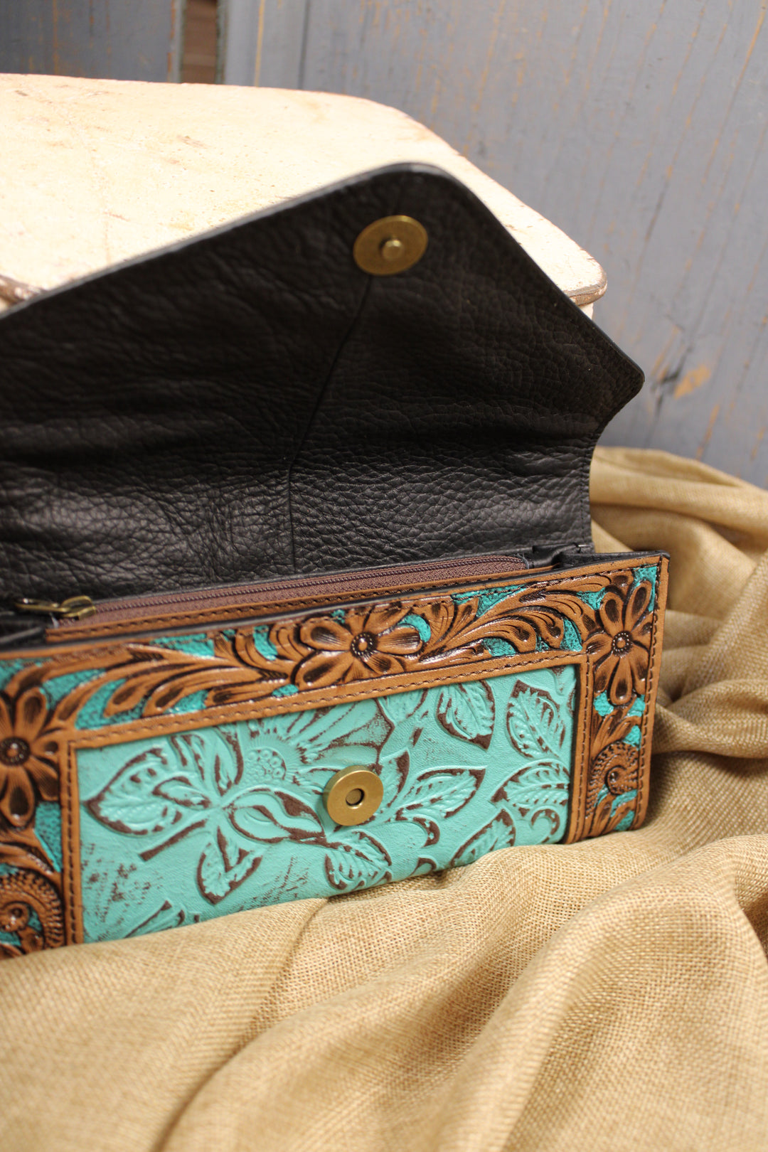 Teal Appeal Leather Wallet Clutch