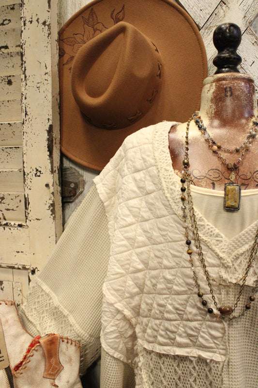 Quilted Cream Clouds Casual Top