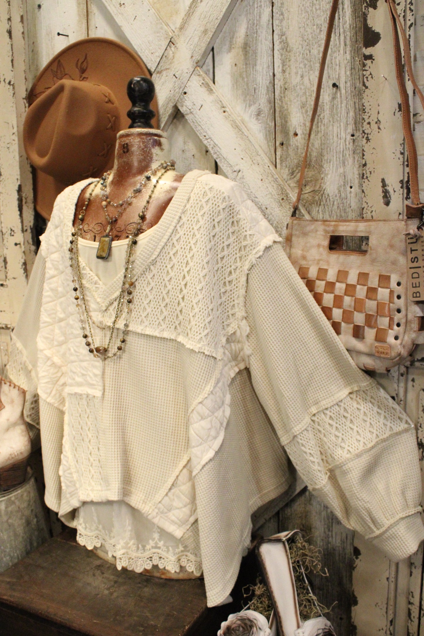 Quilted Cream Clouds Casual Top