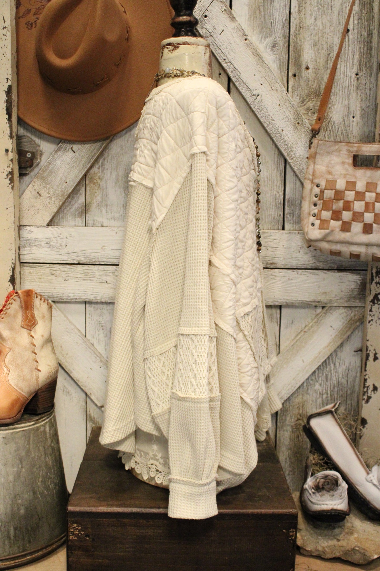 Quilted Cream Clouds Casual Top