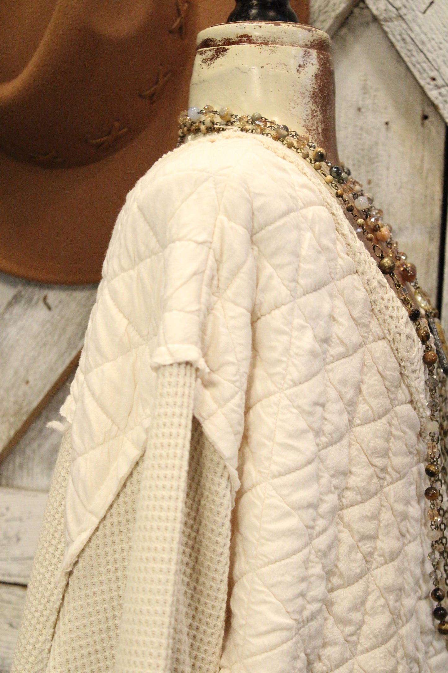 Quilted Cream Clouds Casual Top