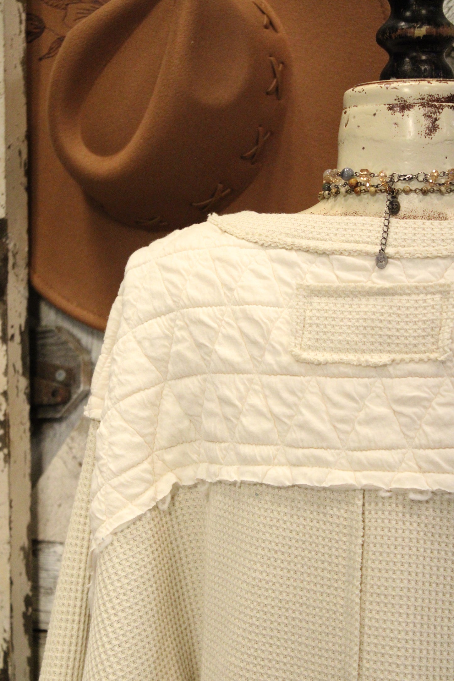 Quilted Cream Clouds Casual Top