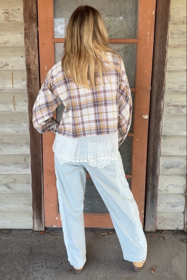 Prairie Lace Plaid Button-Up