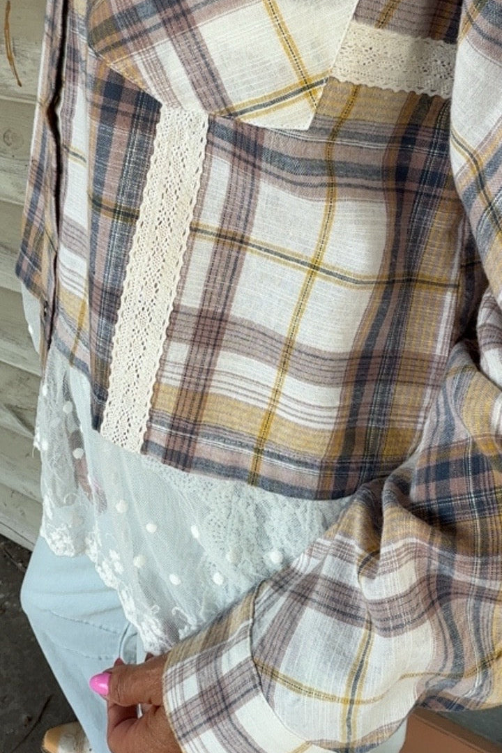 Prairie Lace Plaid Button-Up