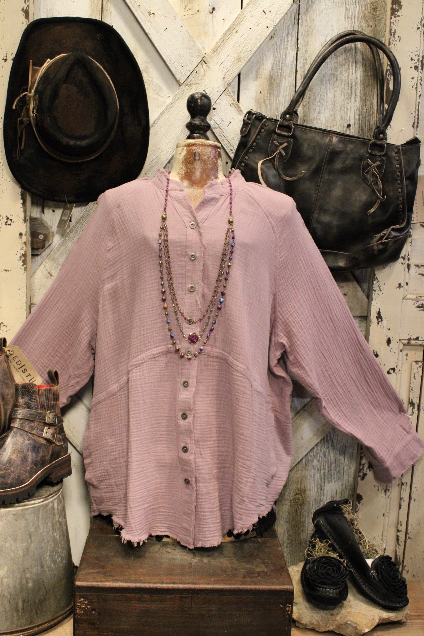 Lilac Cloud Cotton Button Up