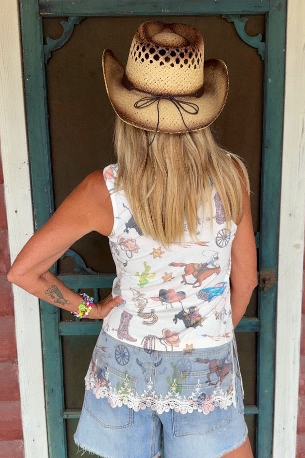 Wild West White Lace Tank
