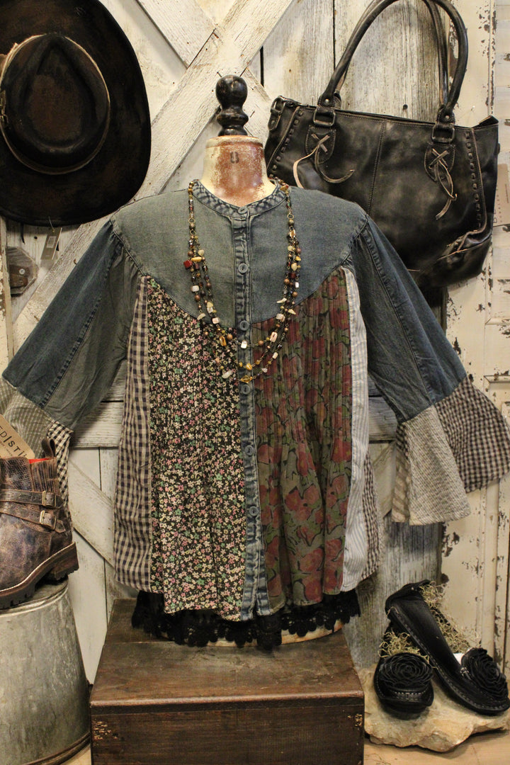 Pieced Together Button Up Top