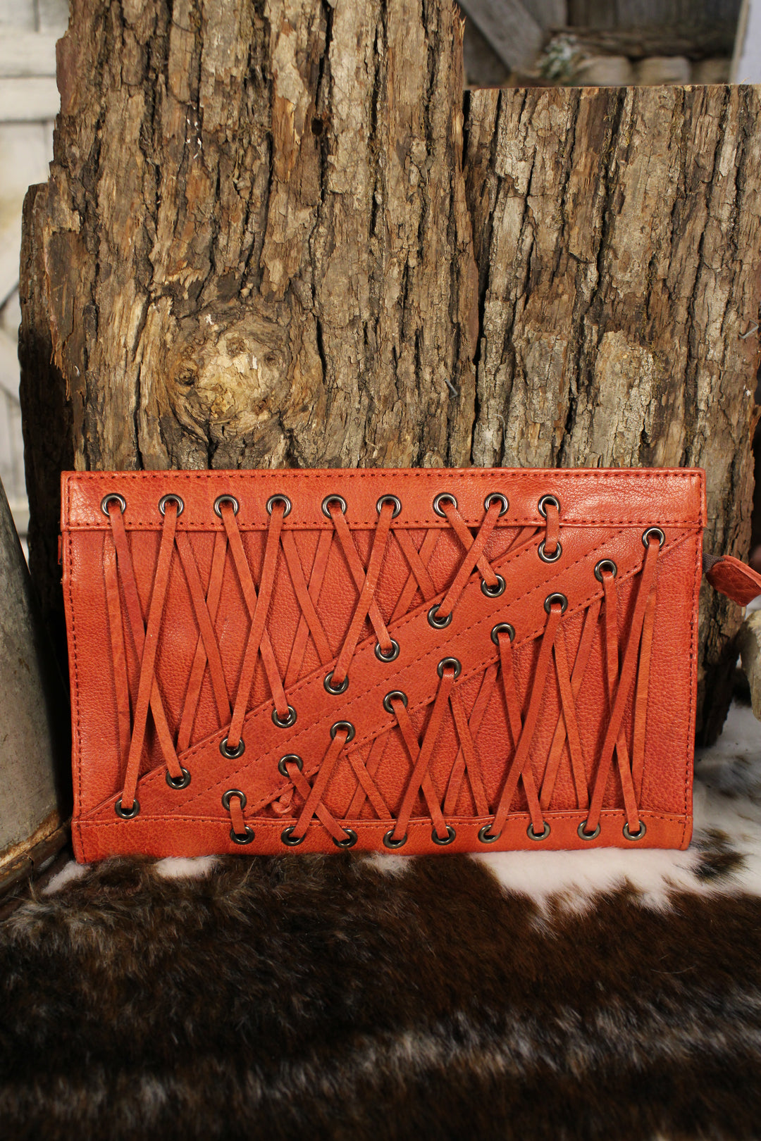 Crimson Canyon Leather Clutch