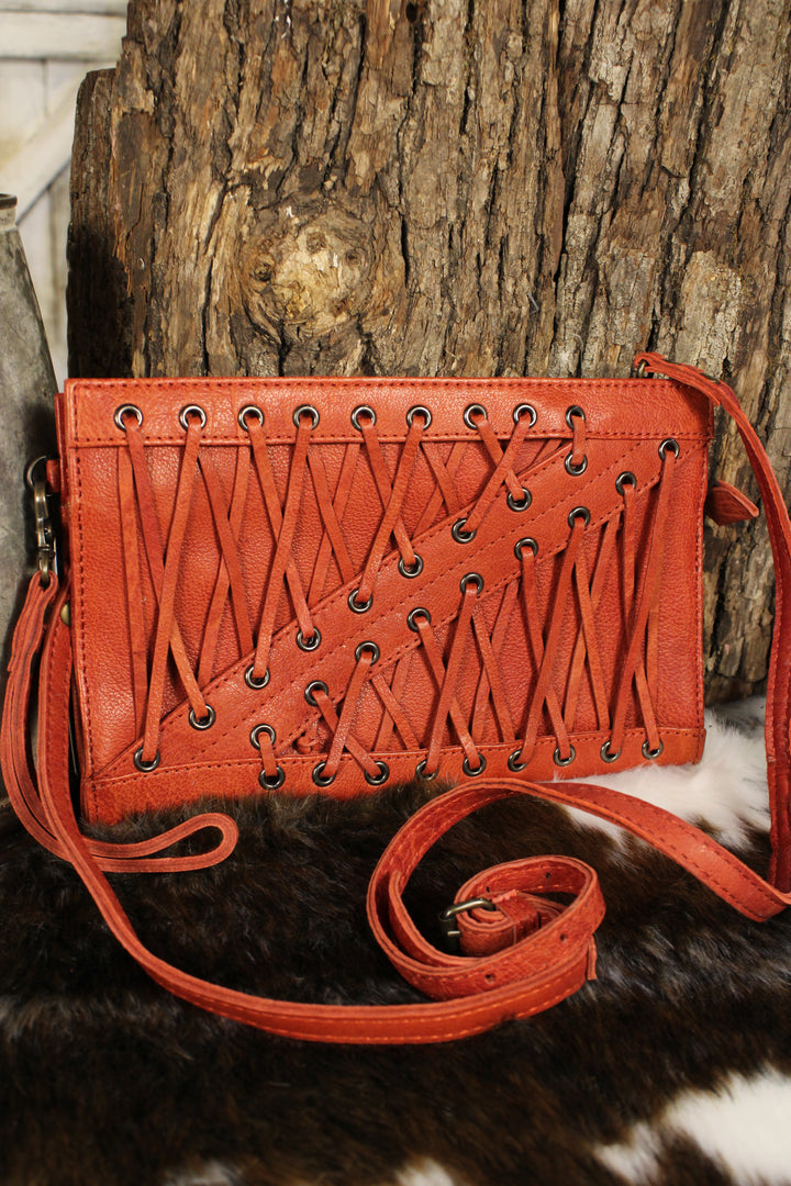 Crimson Canyon Leather Clutch