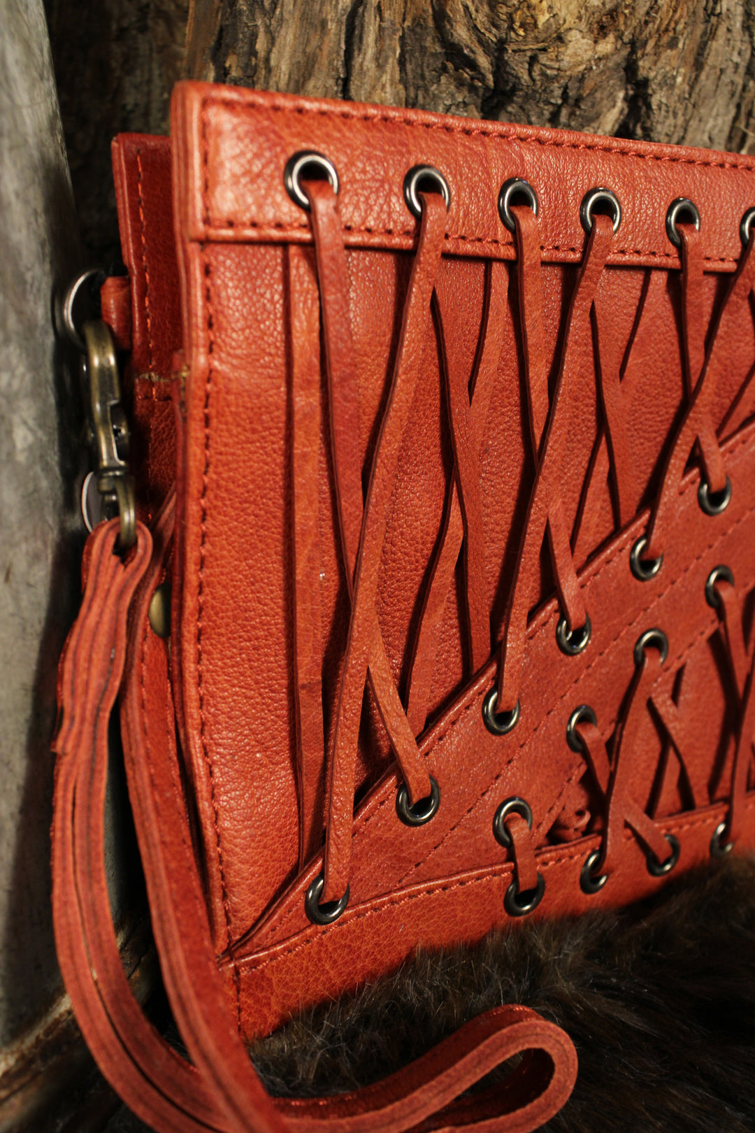 Crimson Canyon Leather Clutch