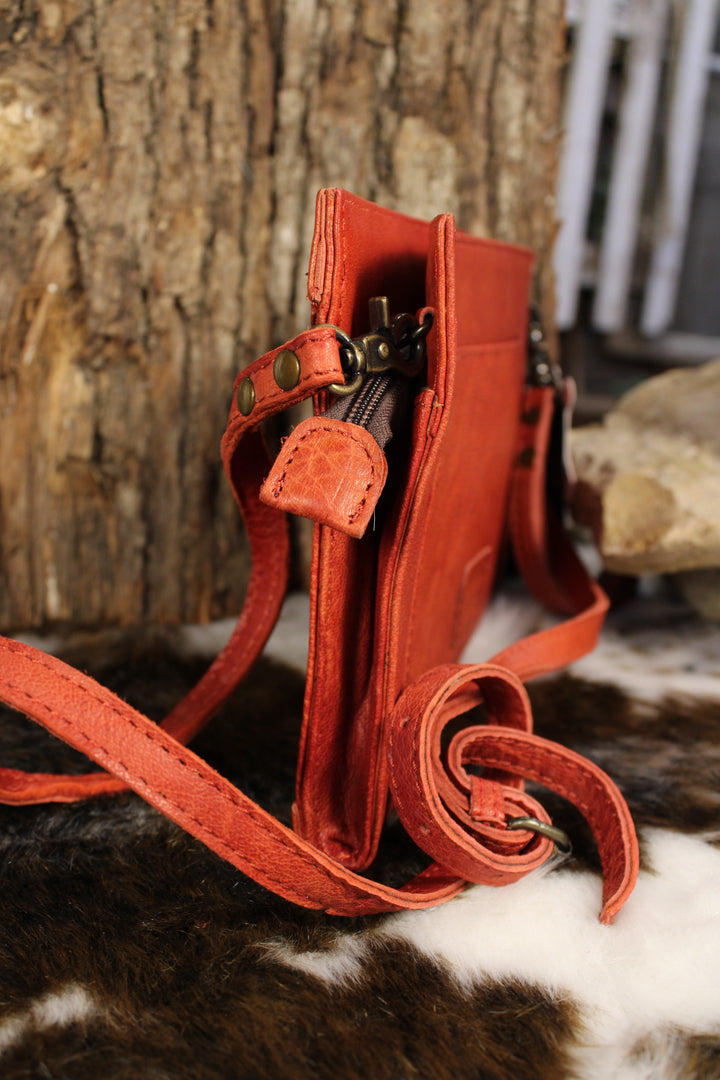 Crimson Canyon Leather Clutch