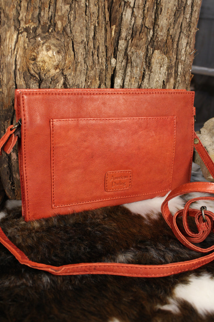 Crimson Canyon Leather Clutch