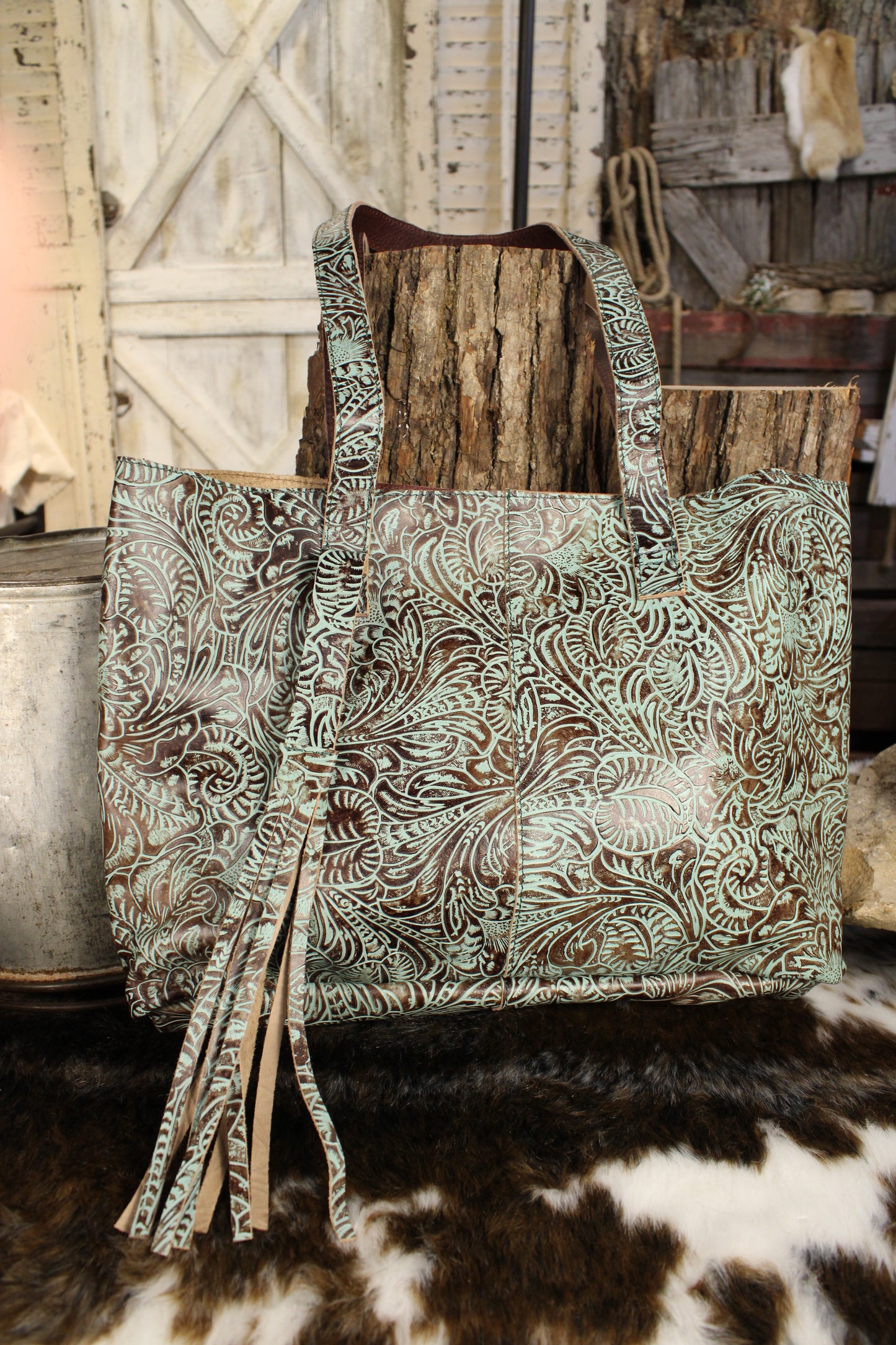 Azure Earth Leather Handbag