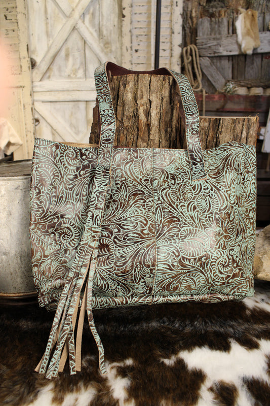 Azure Earth Leather Handbag