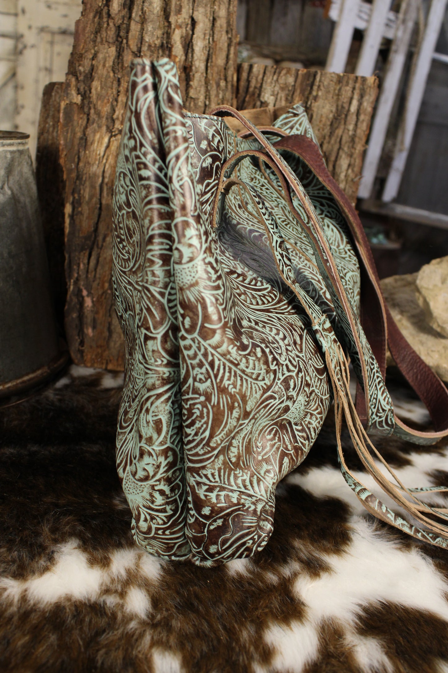 Azure Earth Leather Handbag