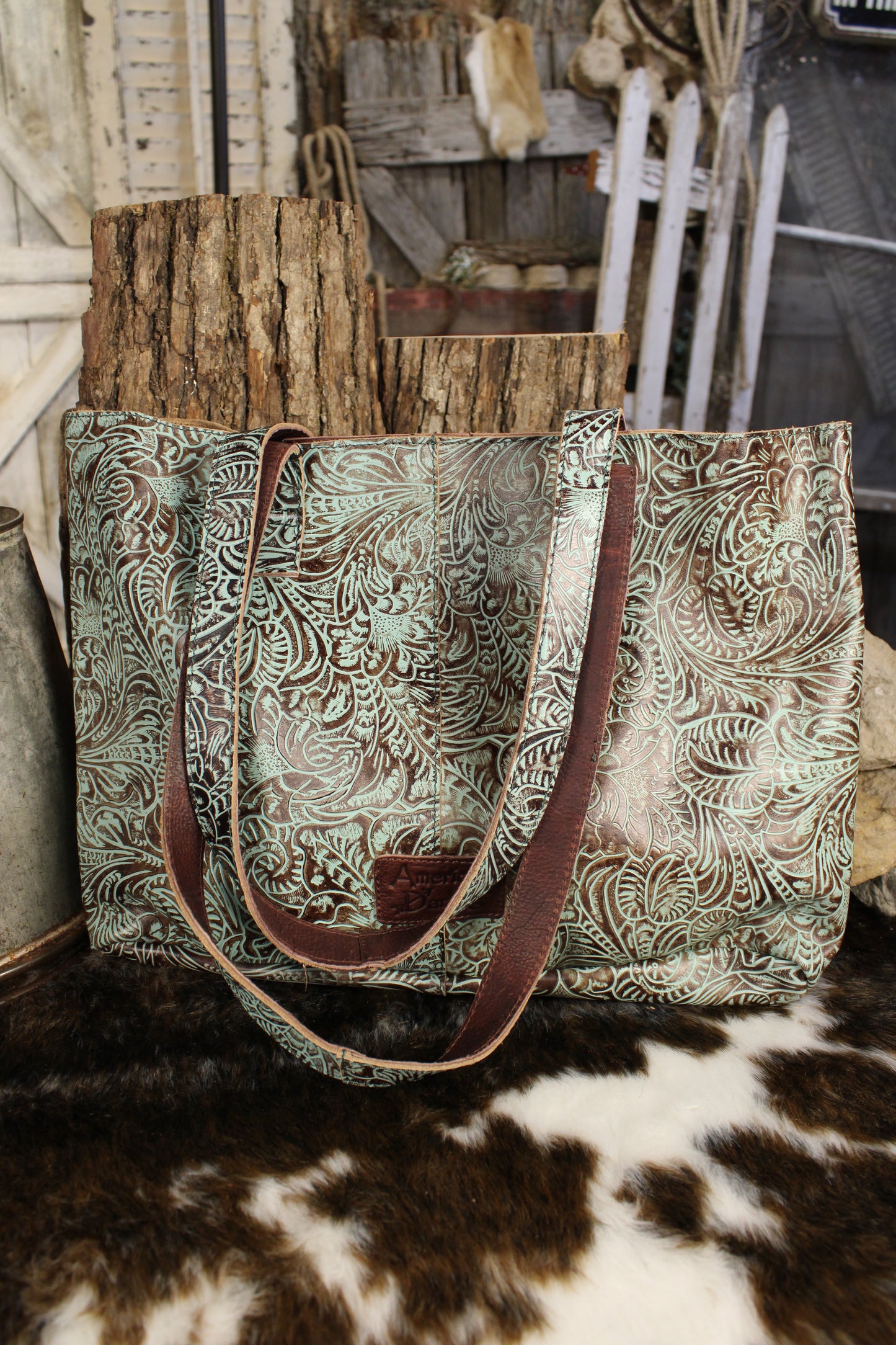 Azure Earth Leather Handbag